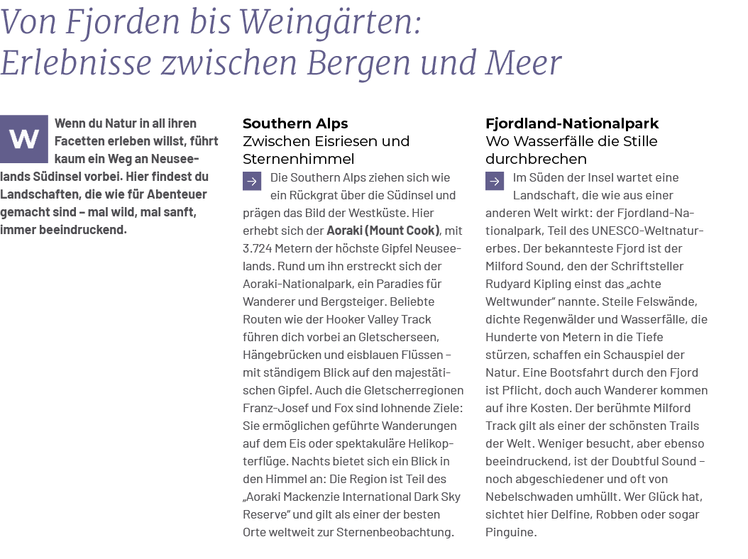 Von Fjorden bis Weing rten: Erlebnisse zwischen Bergen und Meer,Fjordland Nationalpark Wo Wasserf lle die Stille durc...