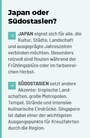 Japan oder S dostasien? ￼Japan eignet sich f r alle, die Kultur, St dte, Landschaft und ausgepr gte Jahreszeiten verb...