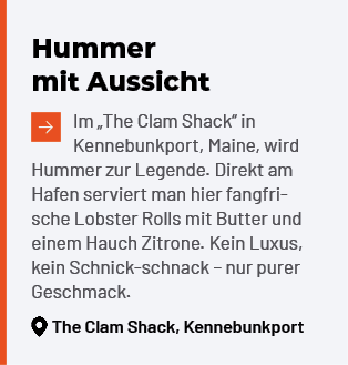 Hummer mit Aussicht ￼Im „The Clam Shack“ in Kennebunkport, Maine, wird Hummer zur Legende. Direkt am Hafen serviert m...