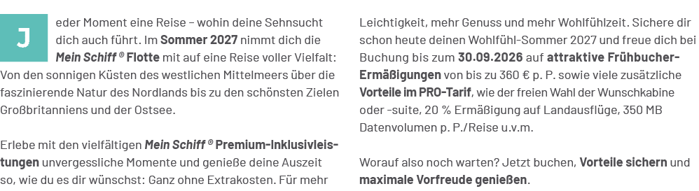 Leichtigkeit, mehr Genuss und mehr Wohlf hlzeit. Sichere dir schon heute deinen Wohlf hl Sommer 2027 und freue dich b...
