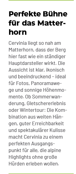 Perfekte B hne f r das Matterhorn Cervinia liegt so nah am Matterhorn, dass der Berg hier fast wie ein st ndiger Haup...