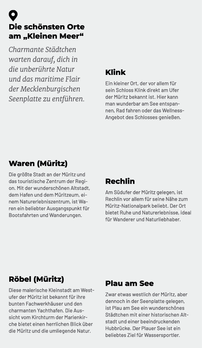 ￼ Die sch nsten Orte am „Kleinen Meer“ Charmante St dtchen warten darauf, dich in die unber hrte Natur und das mariti...