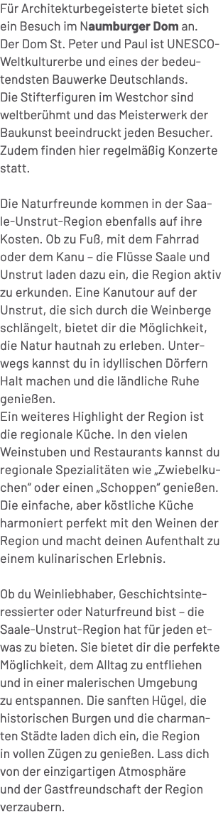 F r Architekturbegeisterte bietet sich ein Besuch im Naumburger Dom an. Der Dom St. Peter und Paul ist UNESCO Weltkul...