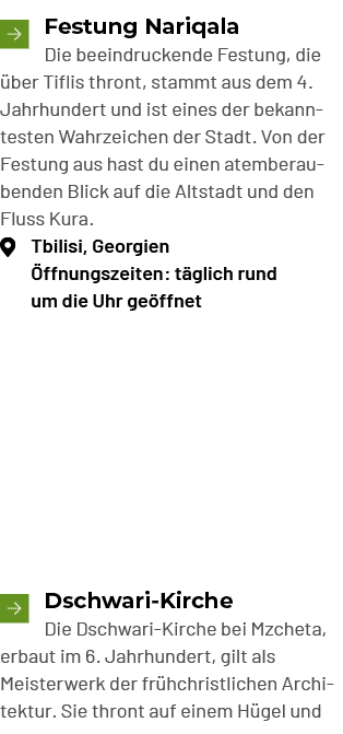 ￼Festung Nariqala Die beeindruckende Festung, die ber Tiflis thront, stammt aus dem 4. Jahrhundert und ist eines der...