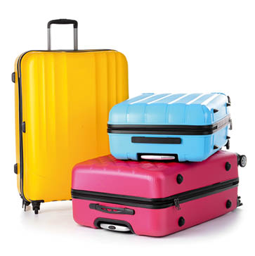 Suitcases on white background