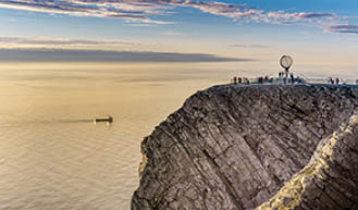 North Cape (Nordkapp), on the northern coast of the island of Mageroya in Finnmark, Northern Norway.