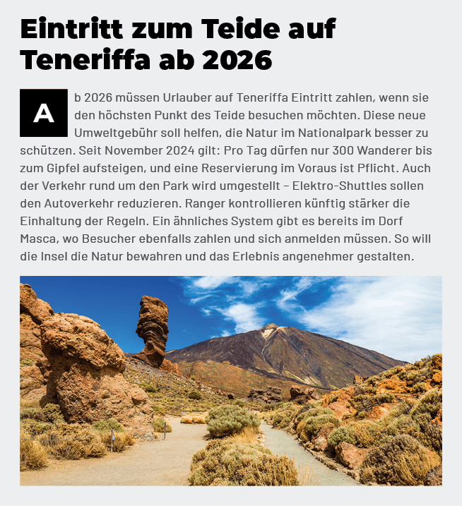 b 2026 m ssen Urlauber auf Teneriffa Eintritt zahlen, wenn sie den h chsten Punkt des Teide besuchen m chten. Diese ...
