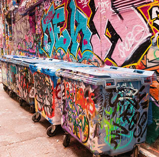 MELBOURNE, AUSTRALIA - OCTOBER 9, 2015: Hosier lane the street art of Melbourne, Victoria, Australia