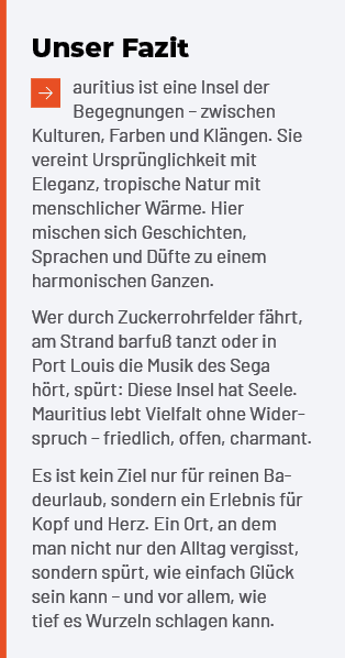 Unser Fazit ￼auritius ist eine Insel der Begegnungen – zwischen Kulturen, Farben und Kl ngen. Sie vereint Urspr nglic...