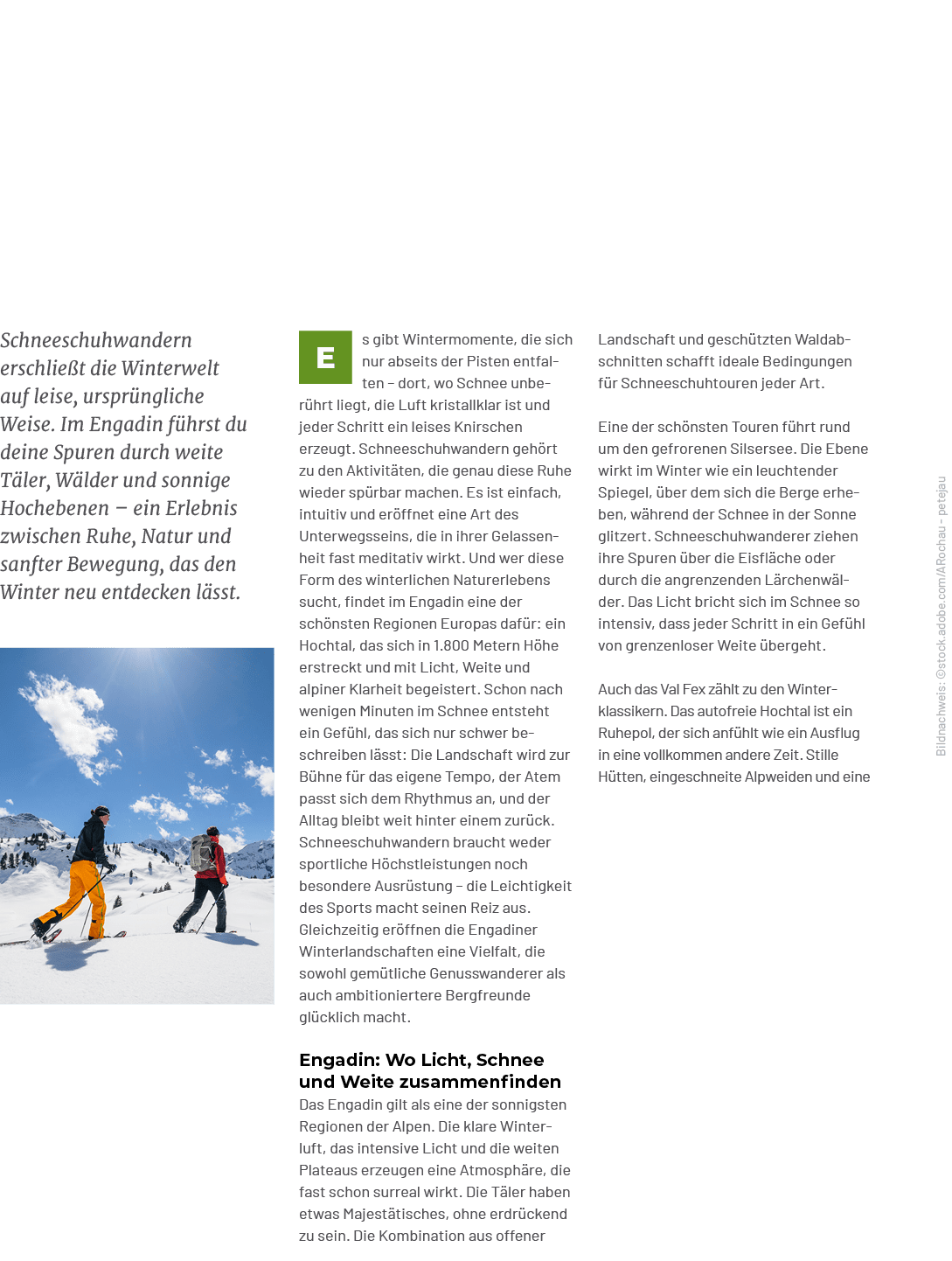 Bildnachweis: ©stock.adobe.com/ARochau petejau,Schneeschuhwandern erschlie t die Winterwelt auf leise, urspr ngliche ...