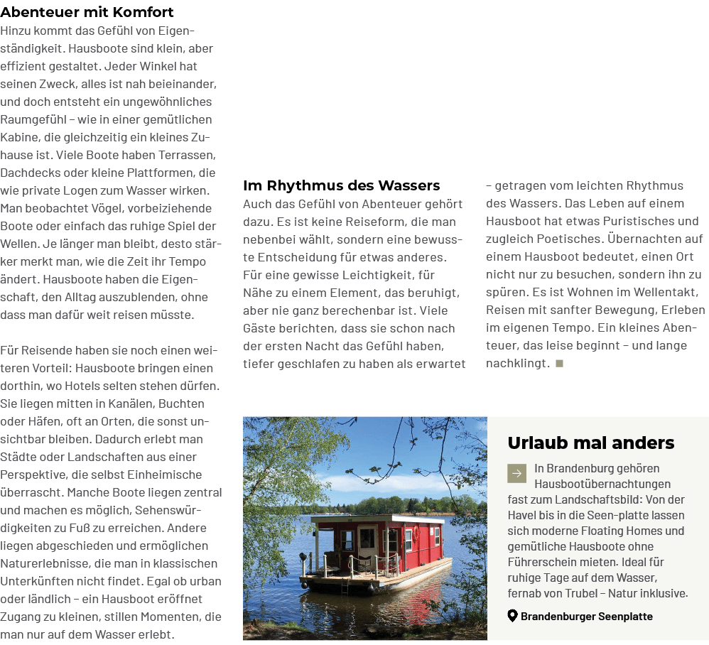 Urlaub mal anders ￼In Brandenburg geh ren Hausboot bernachtungen fast zum Landschaftsbild: Von der Havel bis in die S...