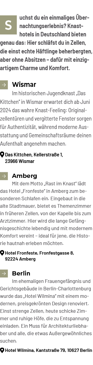 ￼uchst du ein einmaliges bernachtungserlebnis? Knasthotels in Deutschland bieten genau das: Hier schl fst du in Zell...