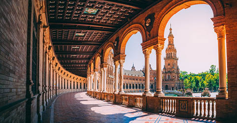 A beautiful view of the Plaza de Espana in Seville in Spain