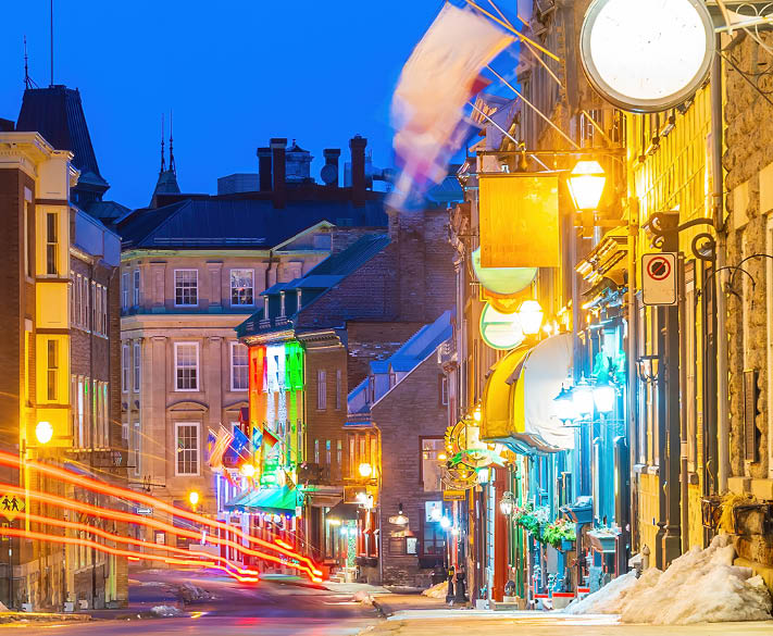 Quebec City skyline, cityscape of Canada at sunset