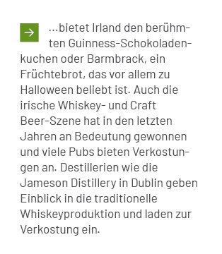 ￼...bietet Irland den ber hmten Guinness Schokoladenkuchen oder Barmbrack, ein Fr chtebrot, das vor allem zu Hallowee...