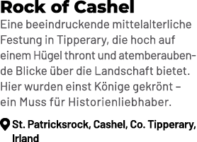 Rock of Cashel Eine beeindruckende mittelalterliche Festung in Tipperary, die hoch auf einem H gel thront und atember...