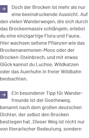 ￼Doch der Brocken ist mehr als nur eine beeindruckende Aussicht. Auf den vielen Wanderwegen, die sich durch das Brock...