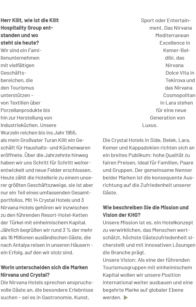 Sport oder Entertainment. Das Nirvana Mediterranean Excellence in Kemer Beldibi, das Nirvana Dolce Vita in Tekirova u...