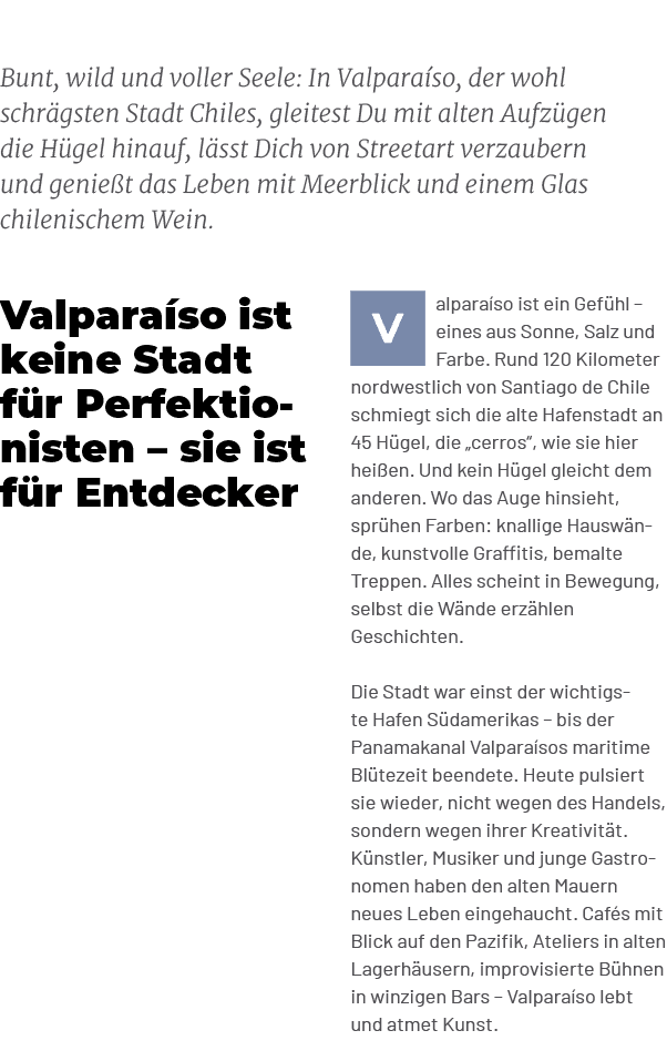 ￼alpara so ist ein Gef hl – eines aus Sonne, Salz und Farbe. Rund 120 Kilometer nordwestlich von Santiago de Chile sc...
