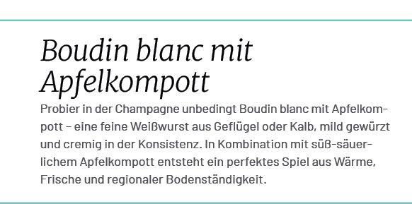 Boudin blanc mit Apfelkompott Probier in der Champagne unbedingt Boudin blanc mit Apfelkompott – eine feine Wei wurst...