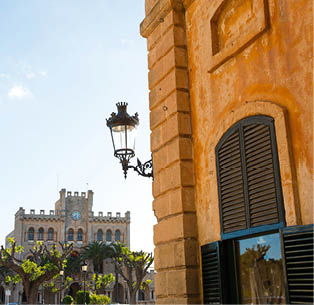 Ciutadella Menorca Placa des Born in downtown Ciudadela at Balearic islands