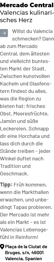 Mercado Central Valencias kulinarisches Herz ￼Willst du Valencia schmecken? Dann ab zum Mercado Central, dem ltesten...