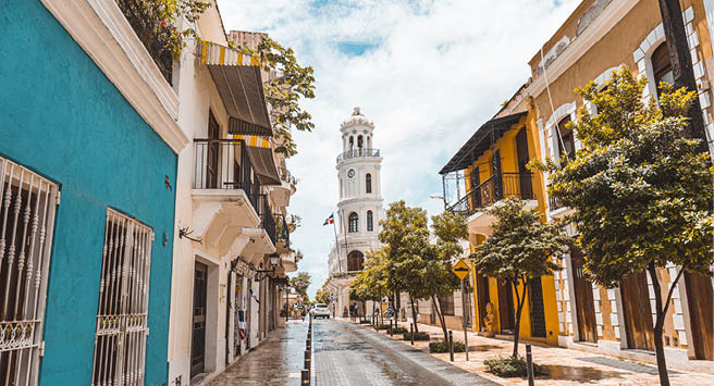 A serene street in Colonial Zone of Santo Domingo, Dominican Republic