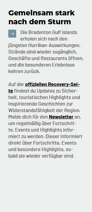 Gemeinsam stark nach dem Sturm ￼Die Bradenton Gulf Islands erholen sich nach den j ngsten Hurrikan Auswirkungen. Str ...