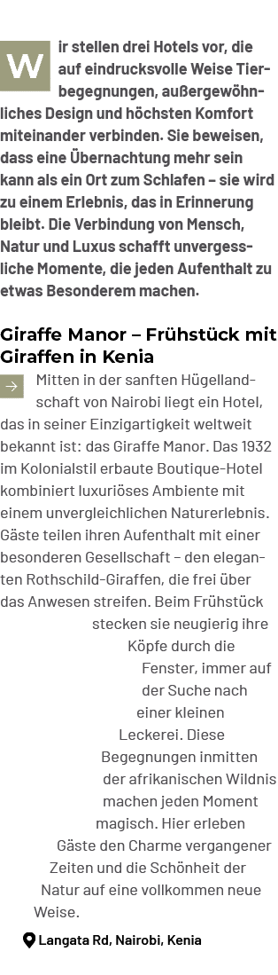 ￼ir stellen drei Hotels vor, die auf eindrucksvolle Weise Tierbegegnungen, au ergew hnliches Design und h chsten Komf...