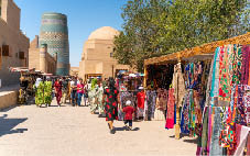 Khiva/Uzbekistan:08.20.2019-The view o famous bazaar street in Khiva