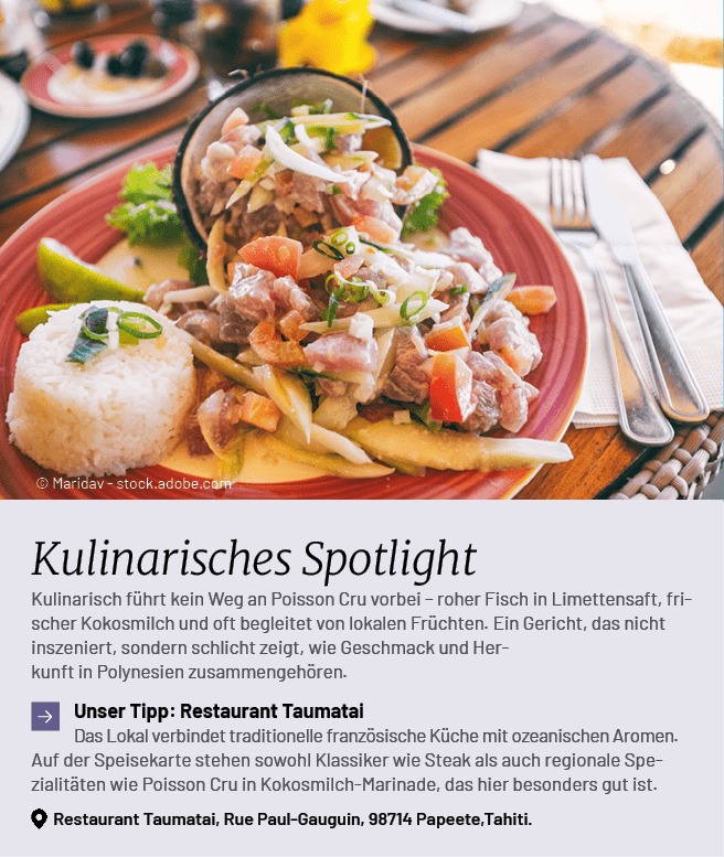 © Maridav stock.adobe.com,Kulinarisches Spotlight Kulinarisch f hrt kein Weg an Poisson Cru vorbei – roher Fisch in L...